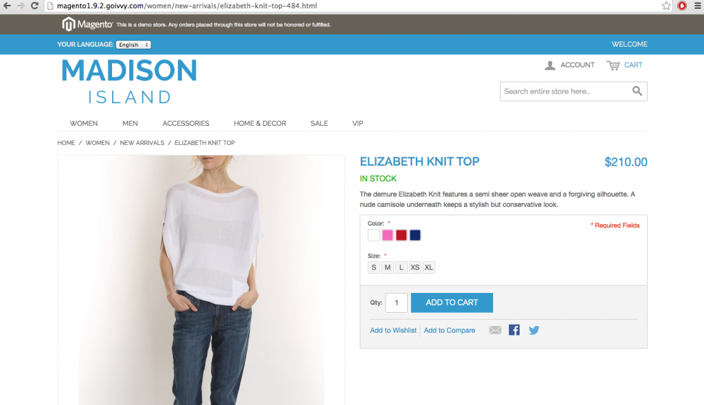Magento 1.9.2.0 Product Page