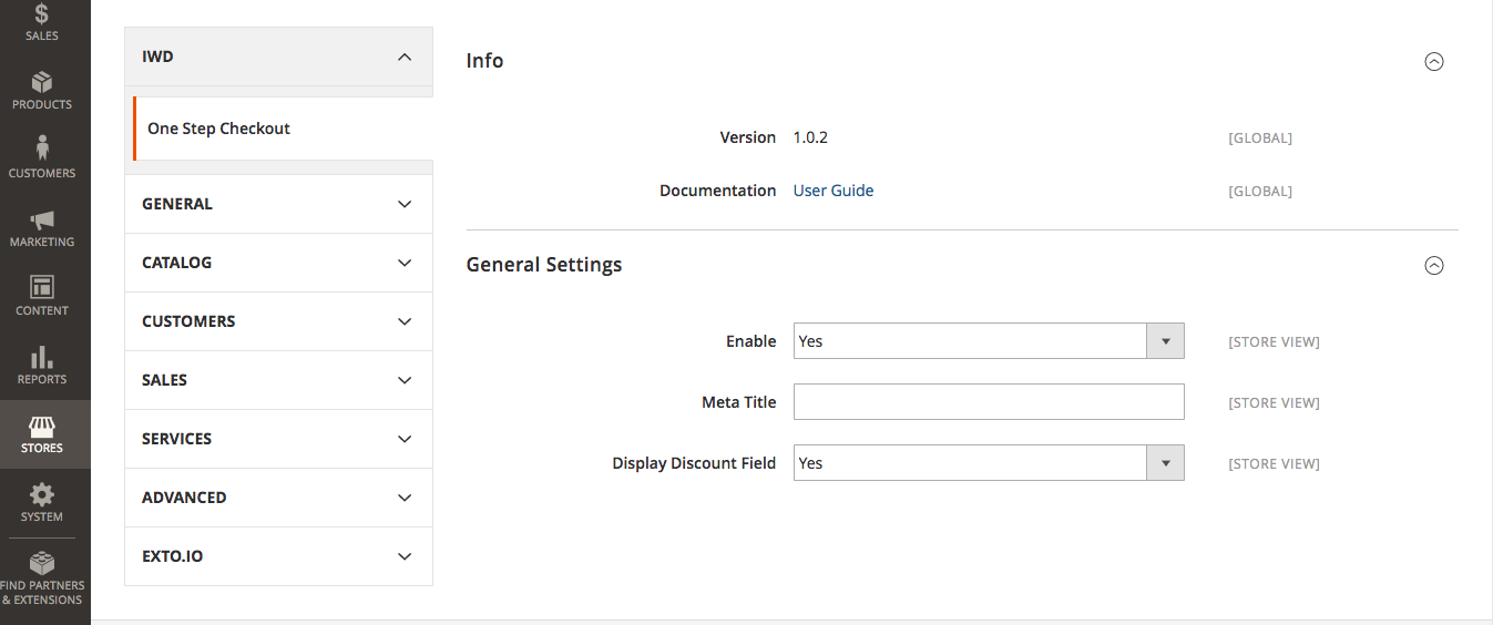 Onestep checkout configuration