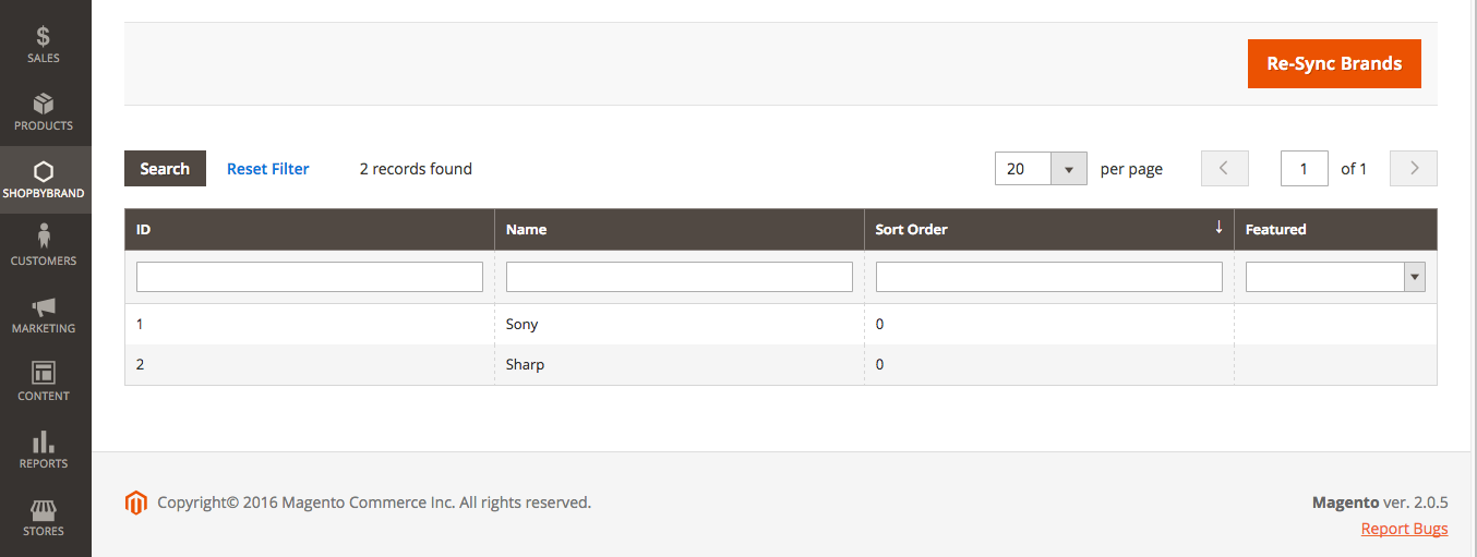 Shop by Brand re-sync manufacturers