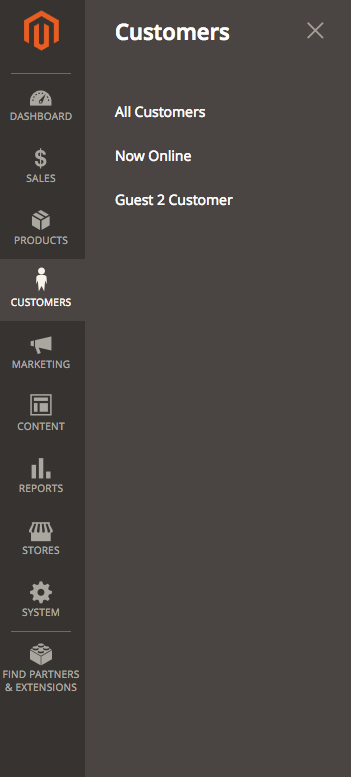 Guest 2 Customer Main Menu