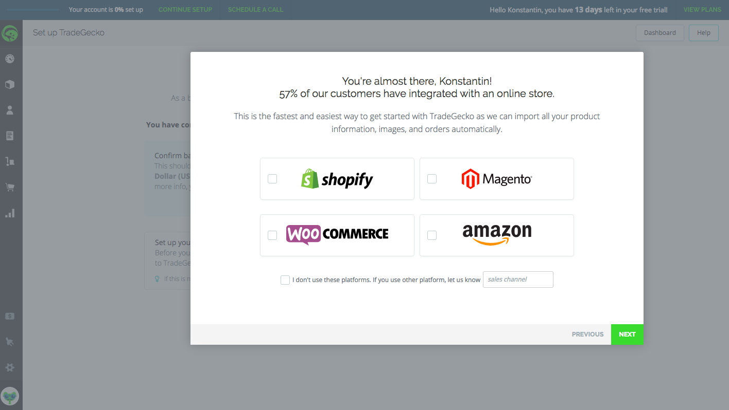 Choose a Sales Channel