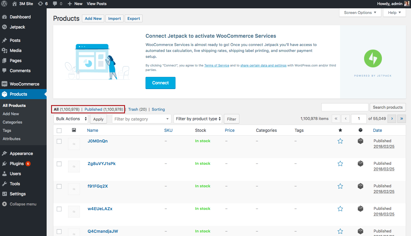 WooCommerce with 1 million products