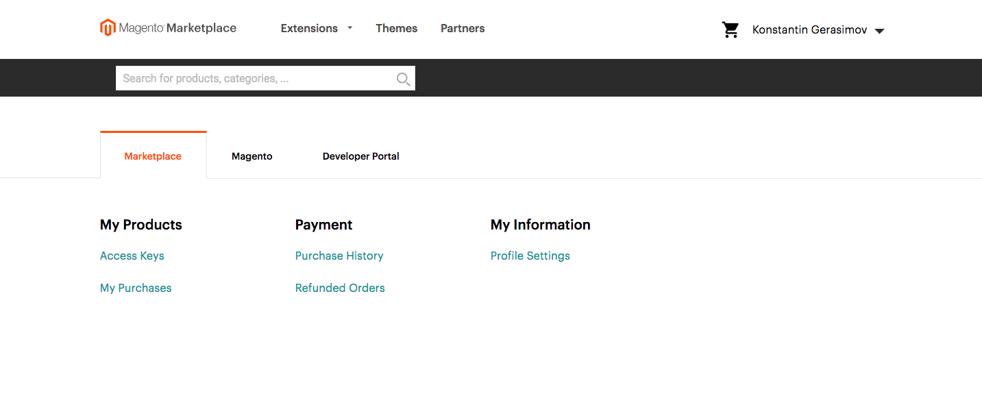 My Profile Magento Marketplace