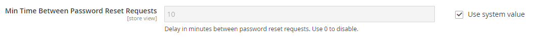Min Time Between Password Reset Requests