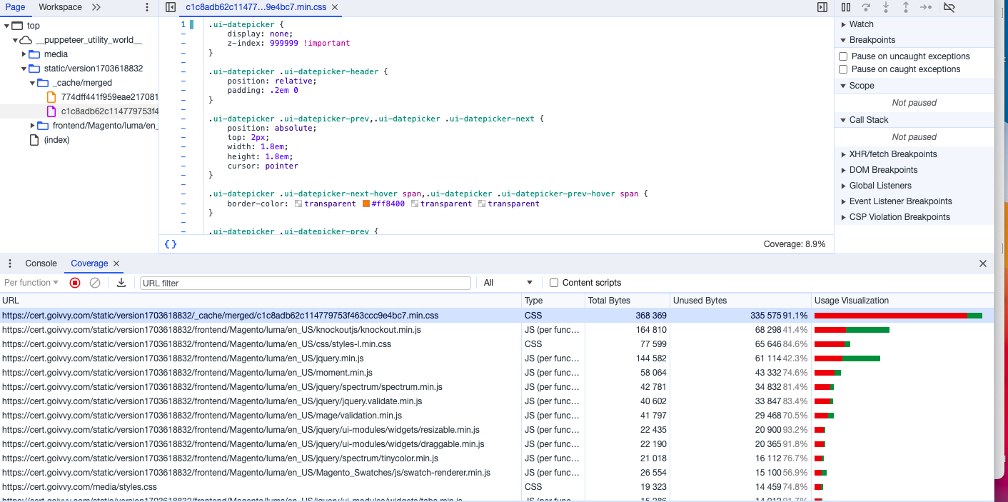 Google Chrome Coverage Tab Google Chrome Coverage Tab