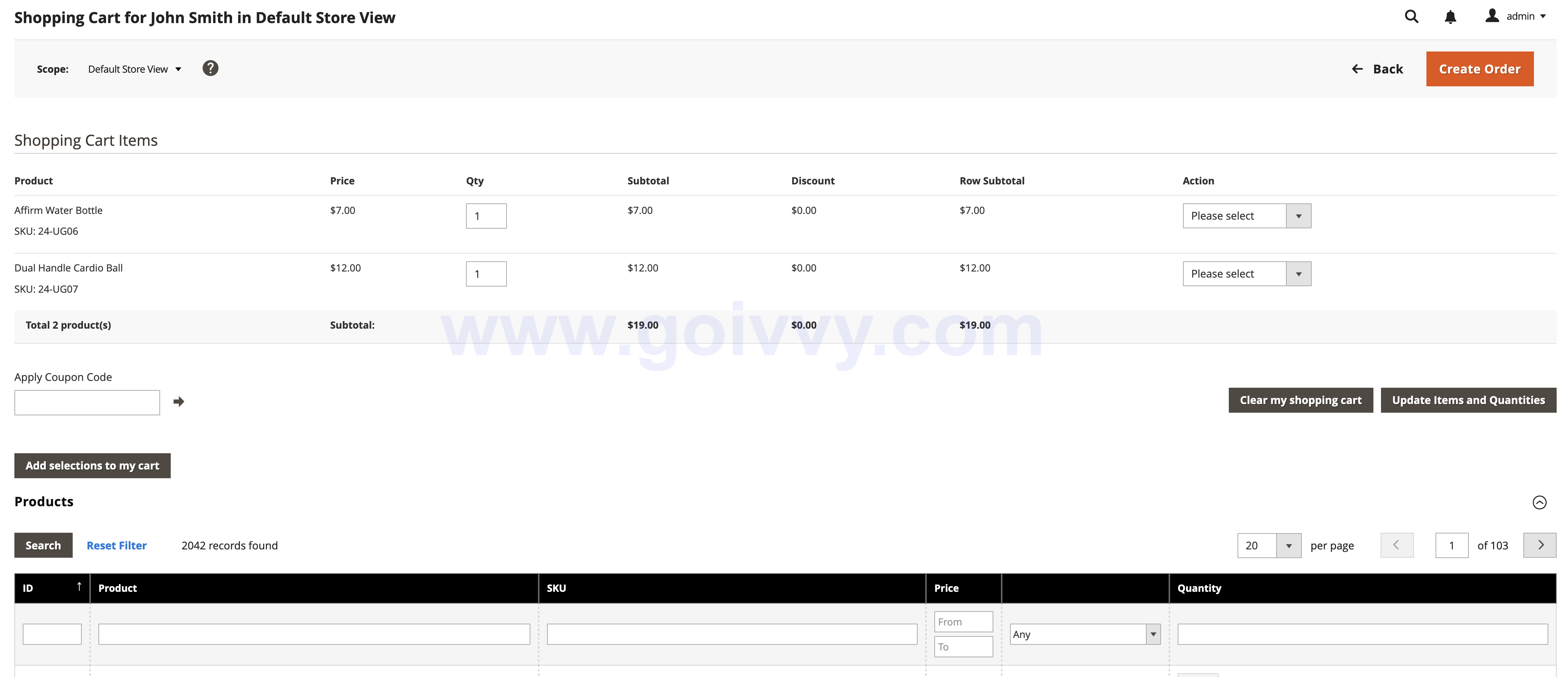 Manage Shopping Cart