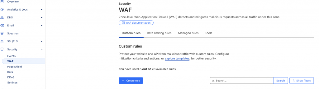 Create a WAF rule