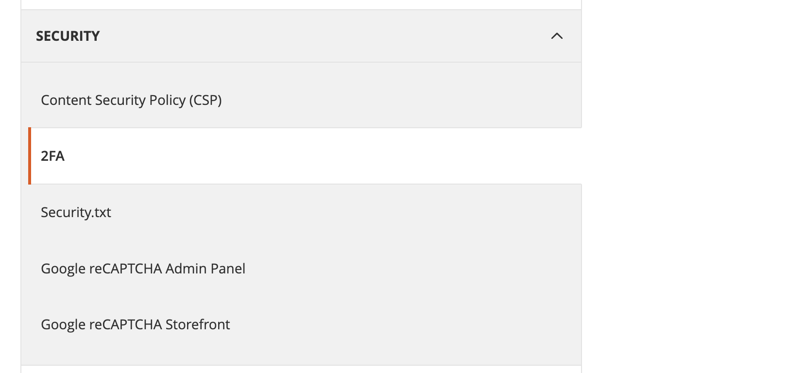 2FA Backend Menu