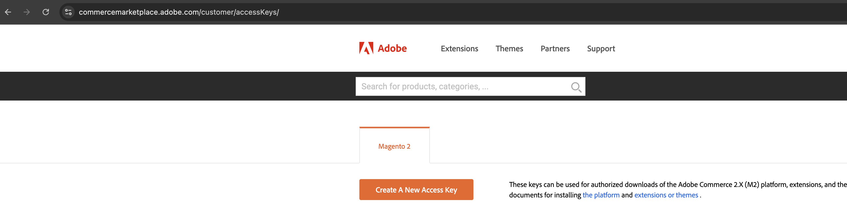 Magento marketplace public/private keys