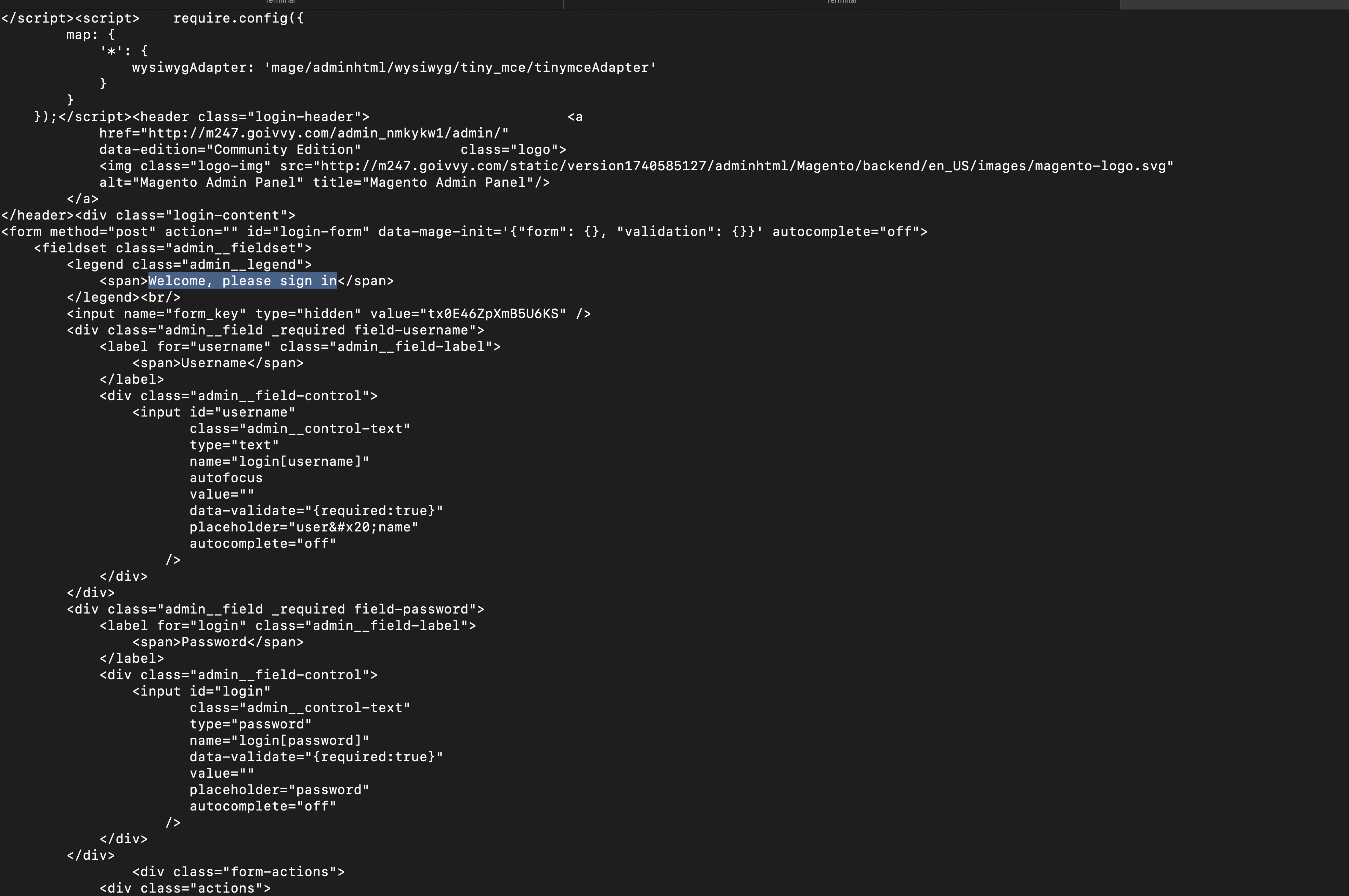 Curl to Admin Backend