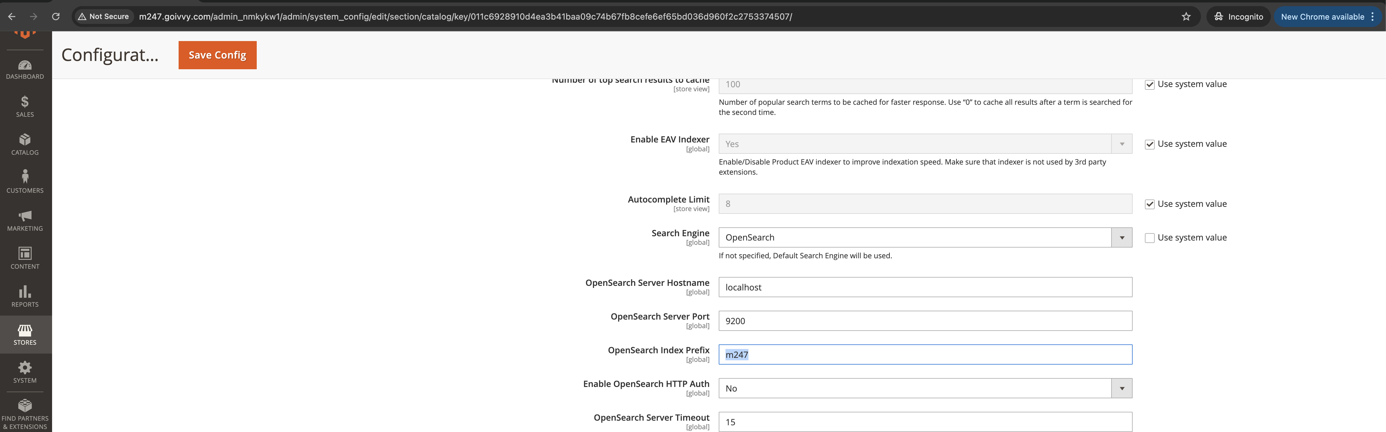 Magento 2 Admin Page