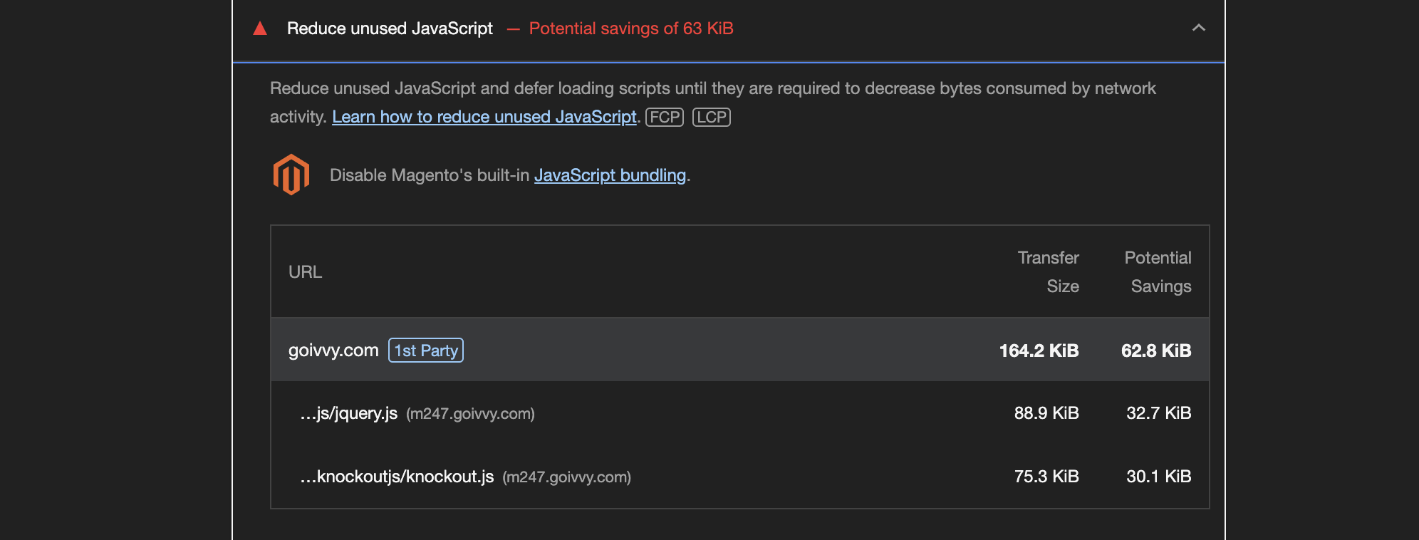 Reduce Unused JavaScript