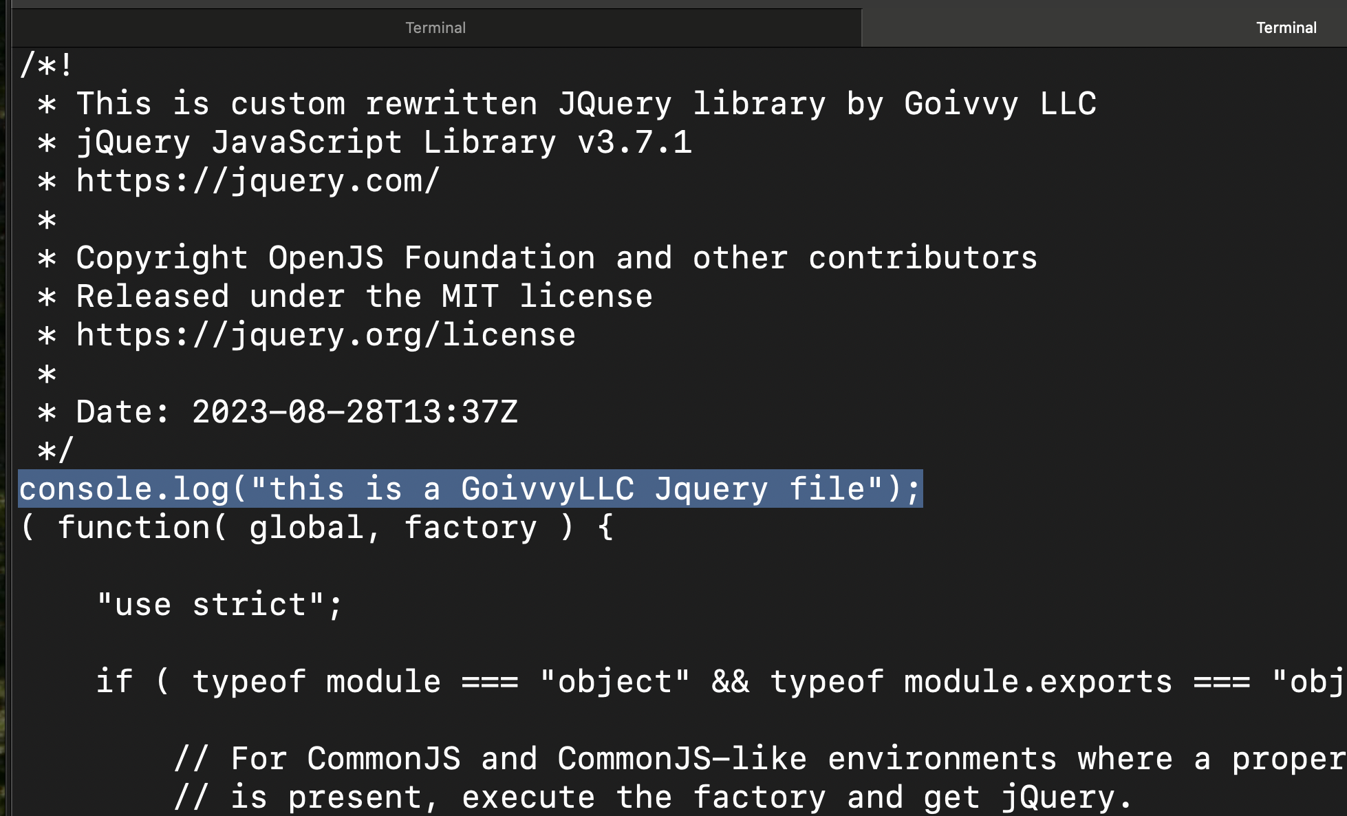 Custom Jquery File