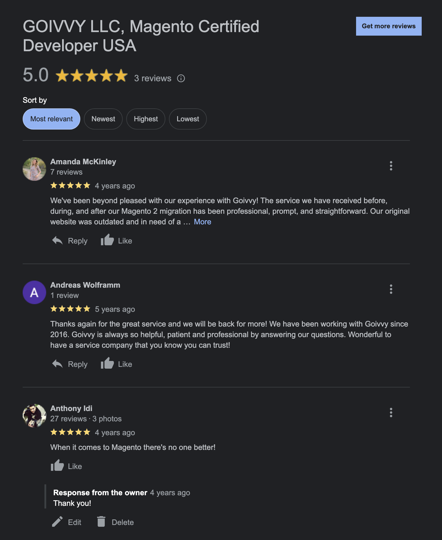 Google reviews